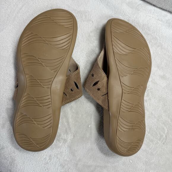 Sole Comfort NEW Womens Sandals Flip Flops Thongs Size 8 Brown Leather Suede - Picture 10 of 10